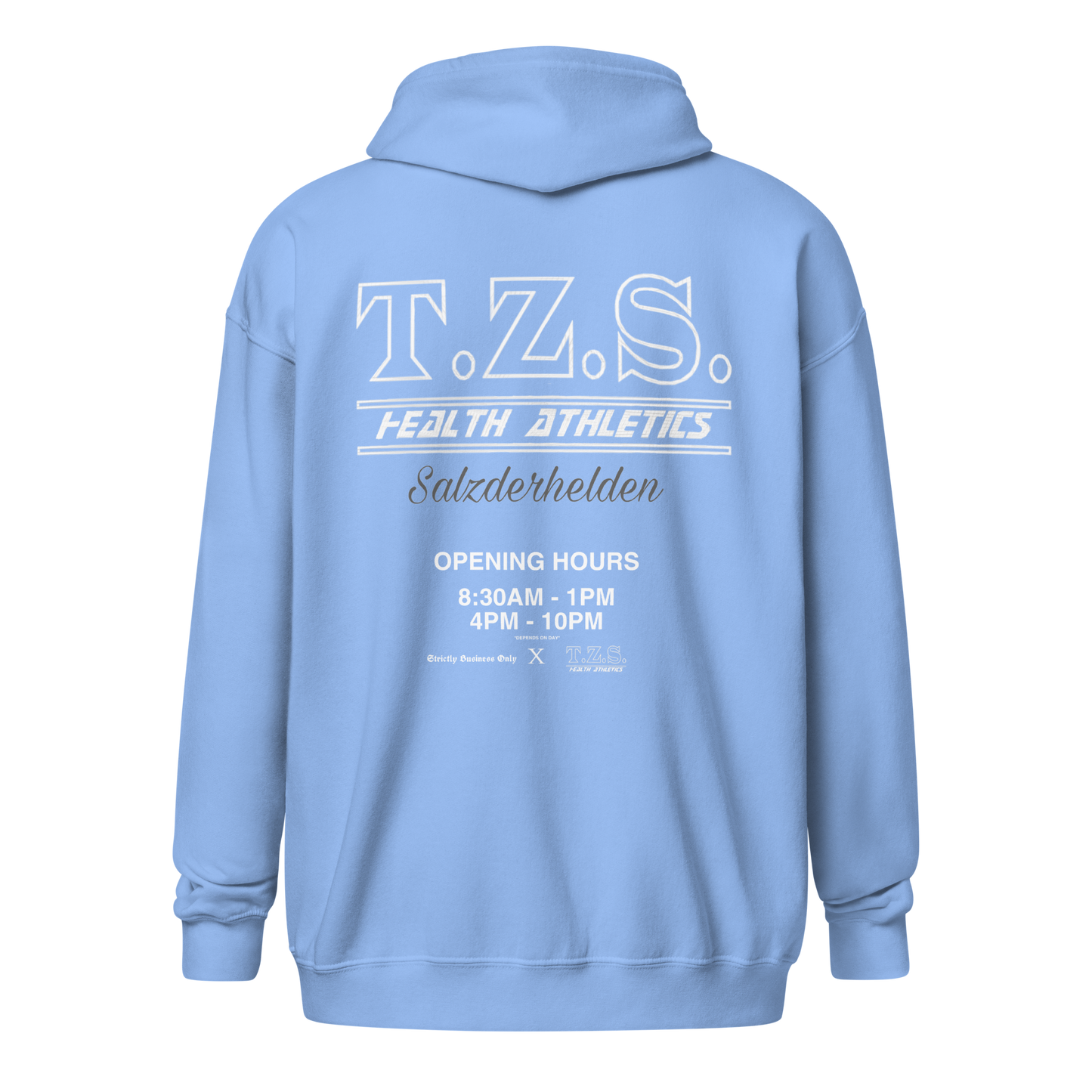 T.Z.S. OPENING HOURS ZIP HOODIE