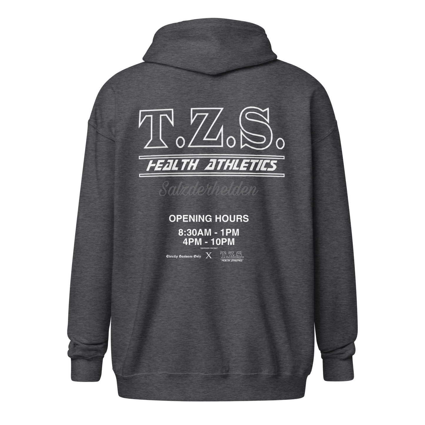 T.Z.S. OPENING HOURS ZIP HOODIE