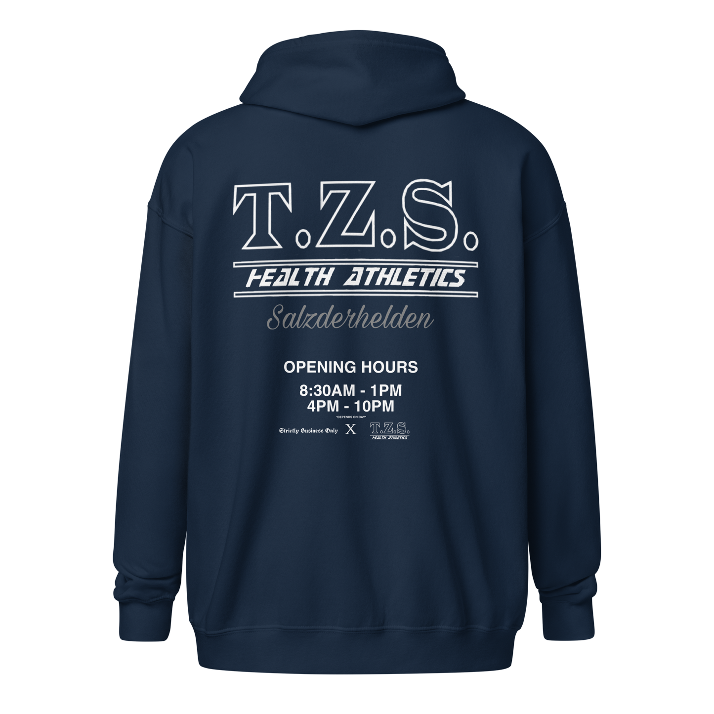 T.Z.S. OPENING HOURS ZIP HOODIE