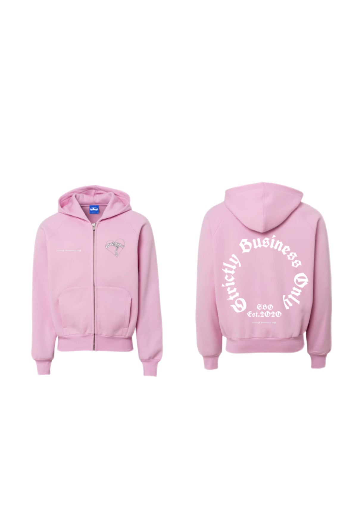 CIRCLE LOGO PINK ZIP UP HOODIE