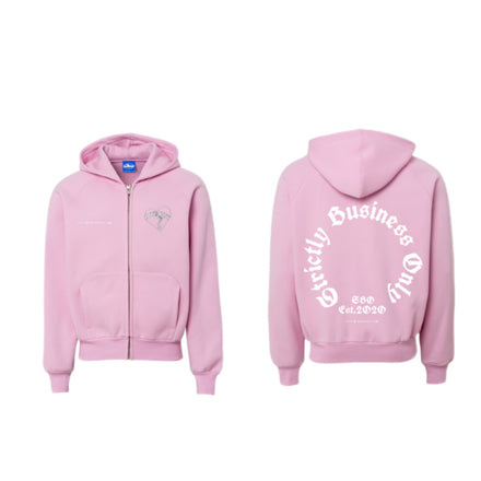 CIRCLE LOGO PINK ZIP UP HOODIE