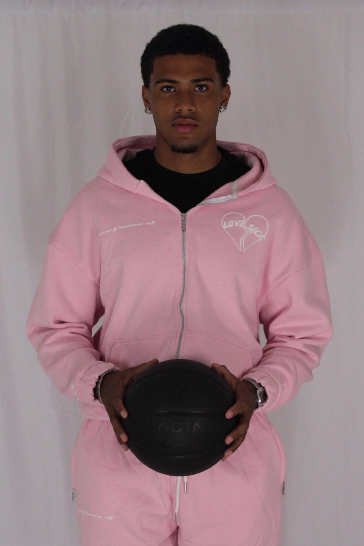 CIRCLE LOGO PINK ZIP UP HOODIE