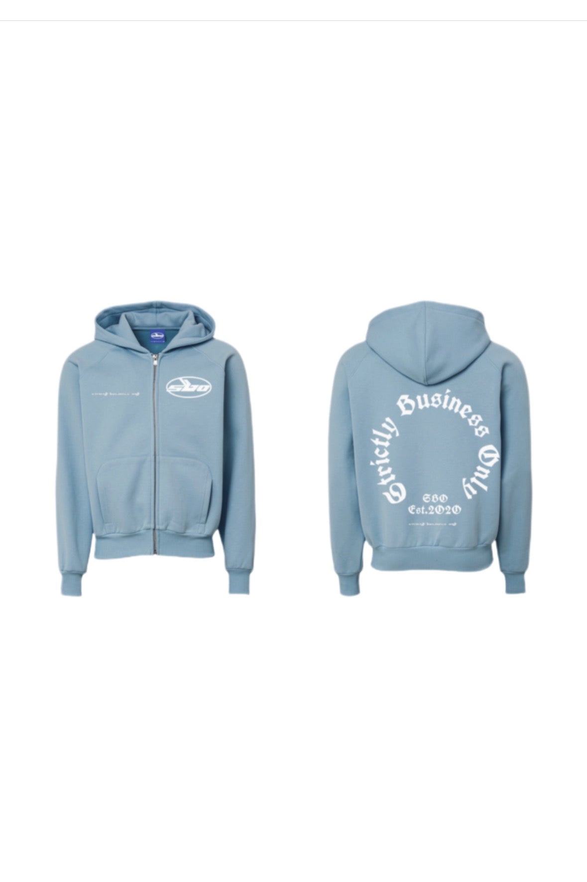 CIRCLE LOGO BABY BLUE ZIP UP HOODIE