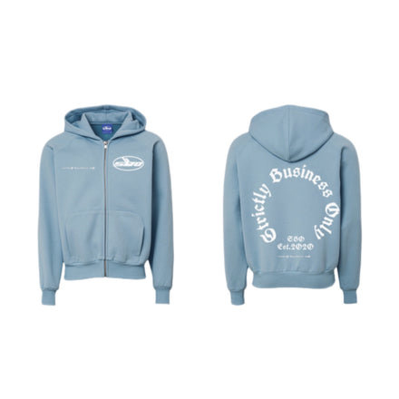 CIRCLE LOGO BABY BLUE ZIP UP HOODIE