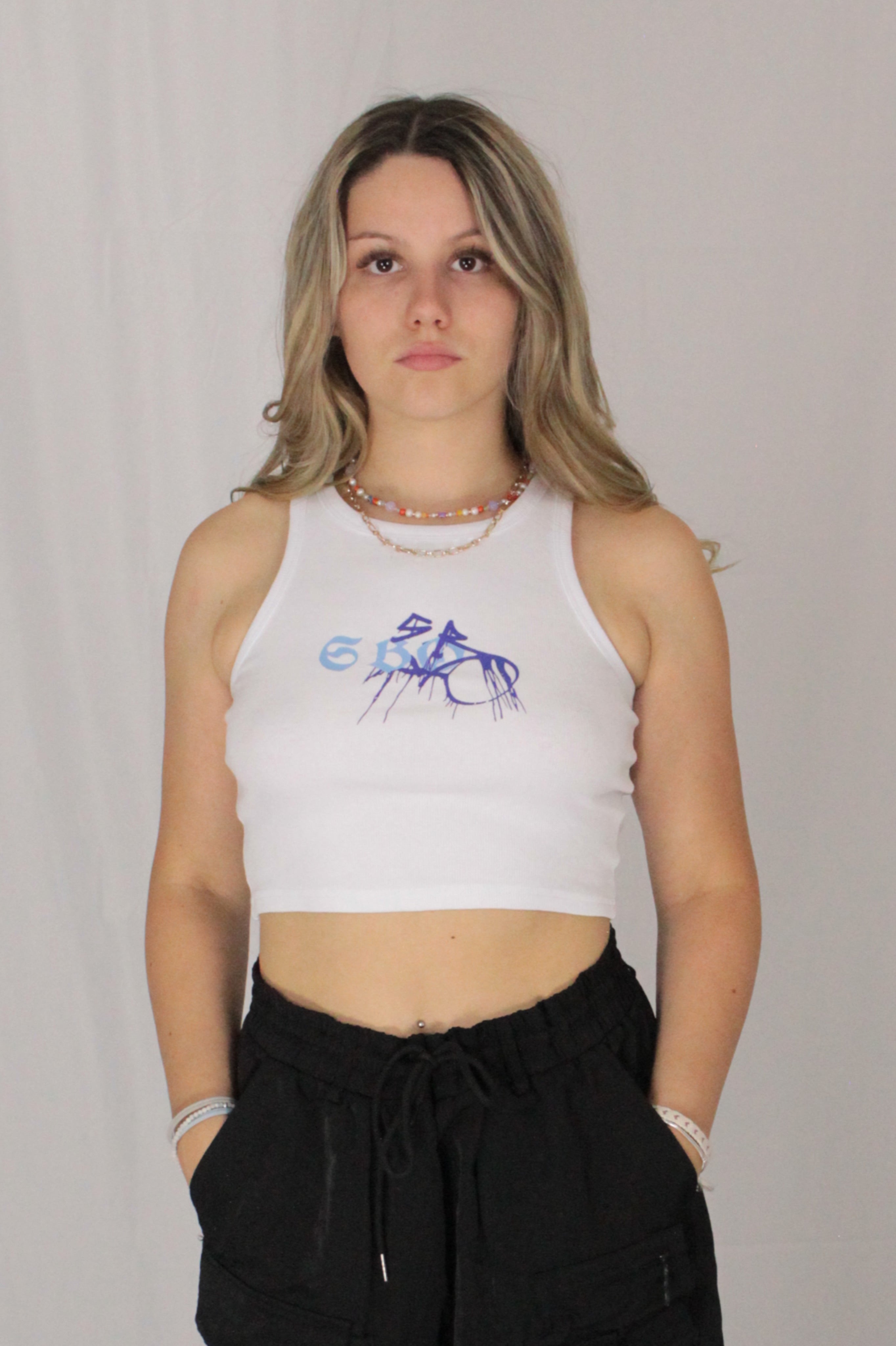 CROP TOP BLUE GRAFFITI