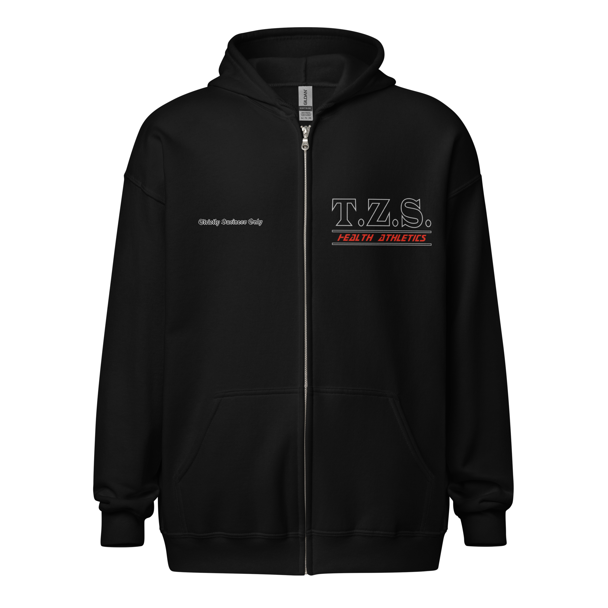 T.Z.S. ZIP HOODIE BLACK