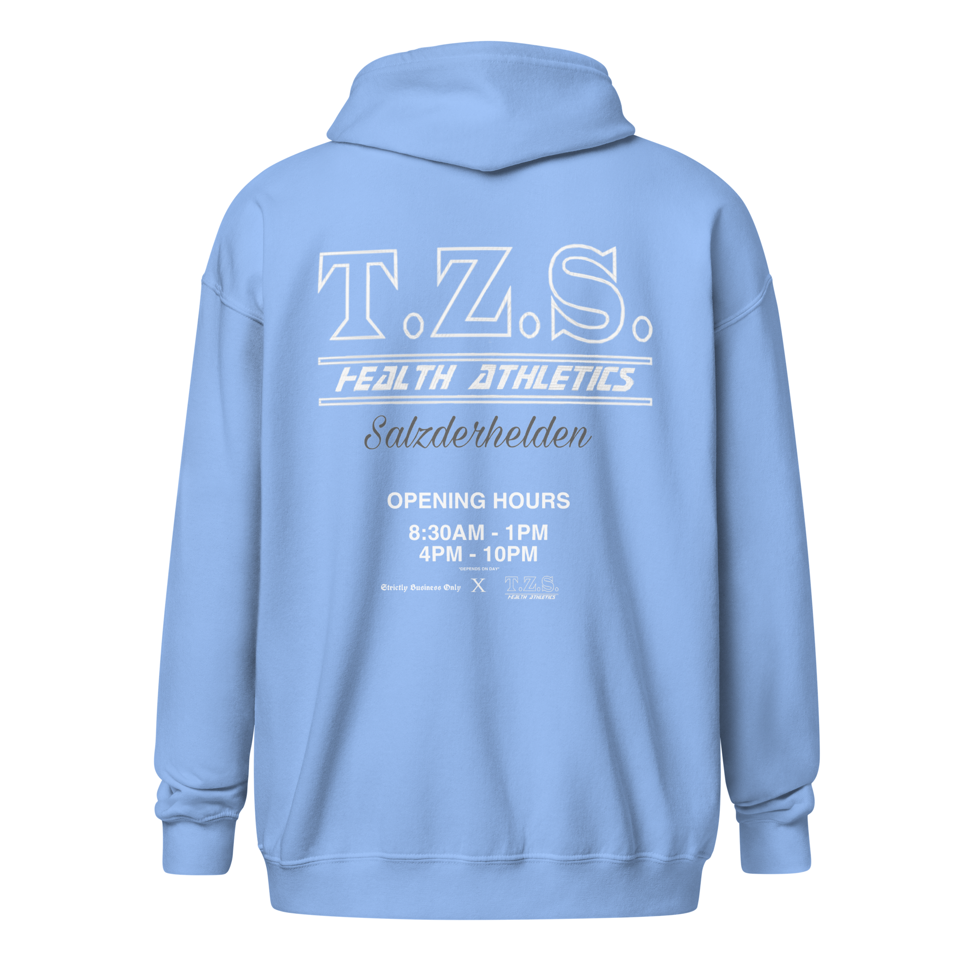 T.Z.S. OPENING HOURS ZIP HOODIE