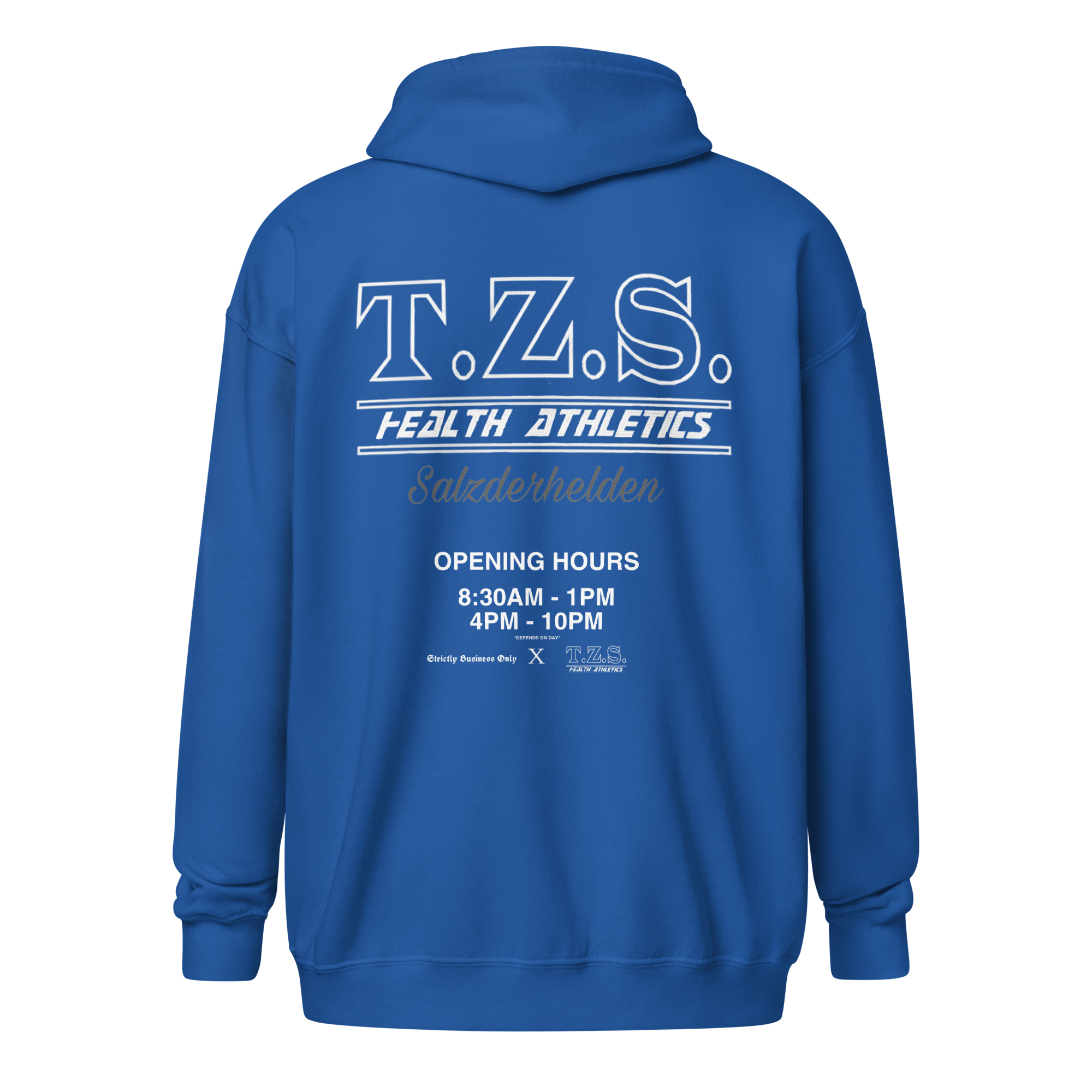 T.Z.S. OPENING HOURS ZIP HOODIE