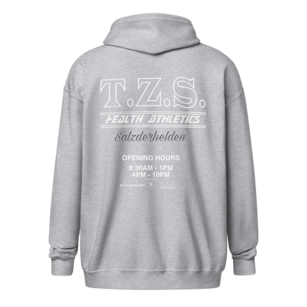 T.Z.S. OPENING HOURS ZIP HOODIE