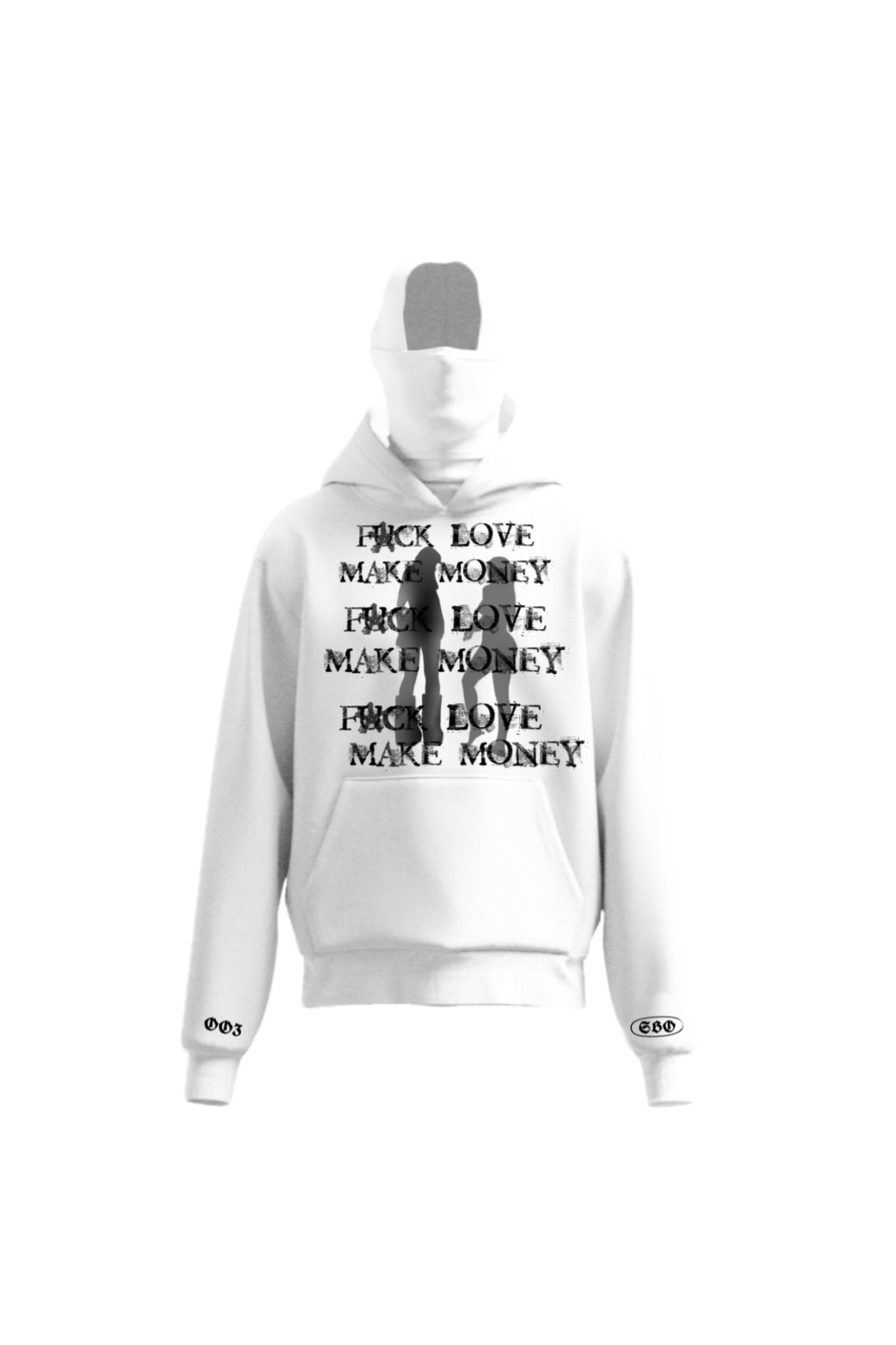 F*CK LOVE MAKE MONEY POLAR WHITE HOODIE